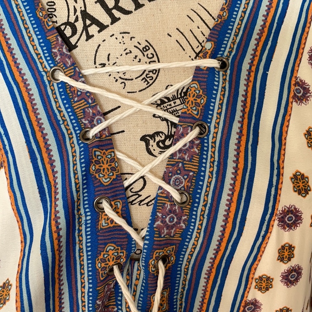 Free People Long Sleeve Lace Up Boho Dress - Picture 5 of 12